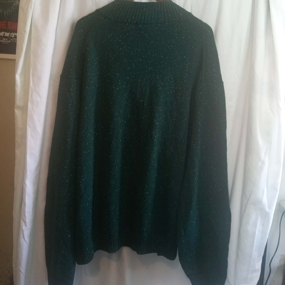crown & ivy 4XL Mens Forest Green Flecked Quarter Zip Sweater Big Tall Casual - Picture 2 of 5